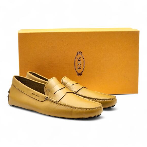Tod’s Gommino Penny Men’s Leather Driving Loafers Yellow UK 7 US 8.5 - New $695 - Picture 1 of 9